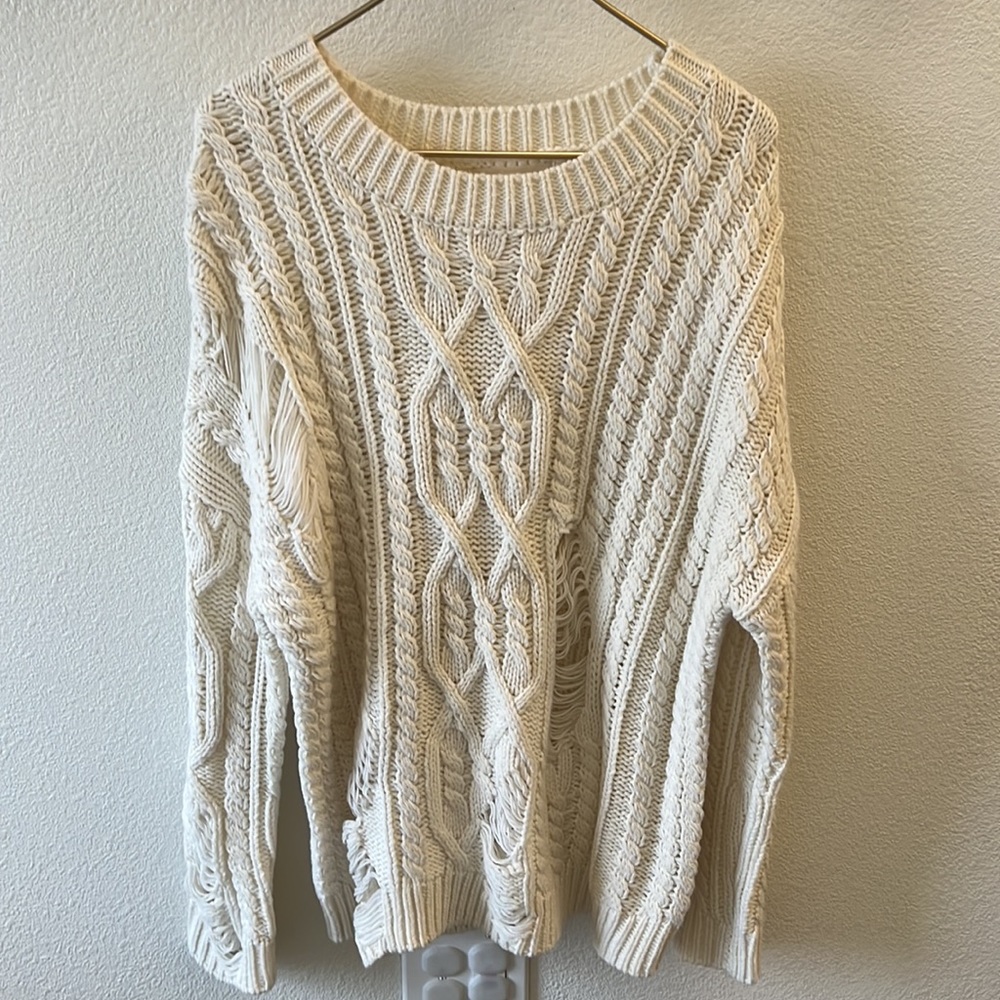 JOA Oversized Distressed Crewneck Sweater sz S